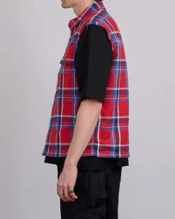 Clearance DRKSHDW Rick Owens MIJ Crop Outershrt SL Brshd Red Pld