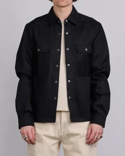 New Rick Owens DRKSHDW MIJ Crop Outershirt 12oz Denim Blk