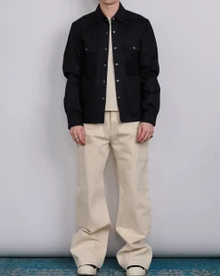 New Rick Owens DRKSHDW MIJ Crop Outershirt 12oz Denim Blk