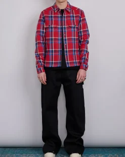 Online DRKSHDW Rick Owens MIJ Crop Outershirt Brushed Red Plaid
