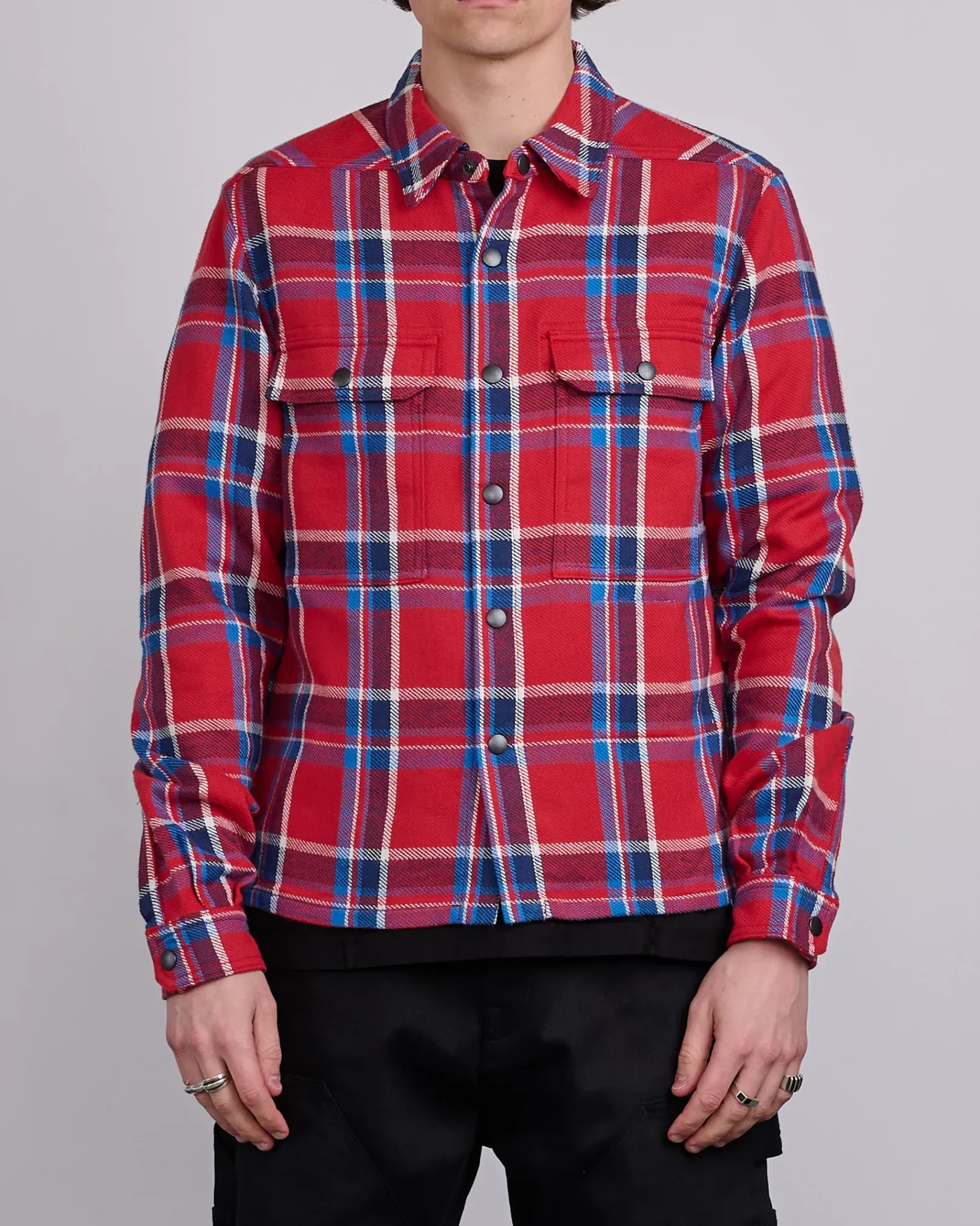 Online DRKSHDW Rick Owens MIJ Crop Outershirt Brushed Red Plaid