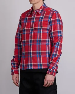 Online DRKSHDW Rick Owens MIJ Crop Outershirt Brushed Red Plaid