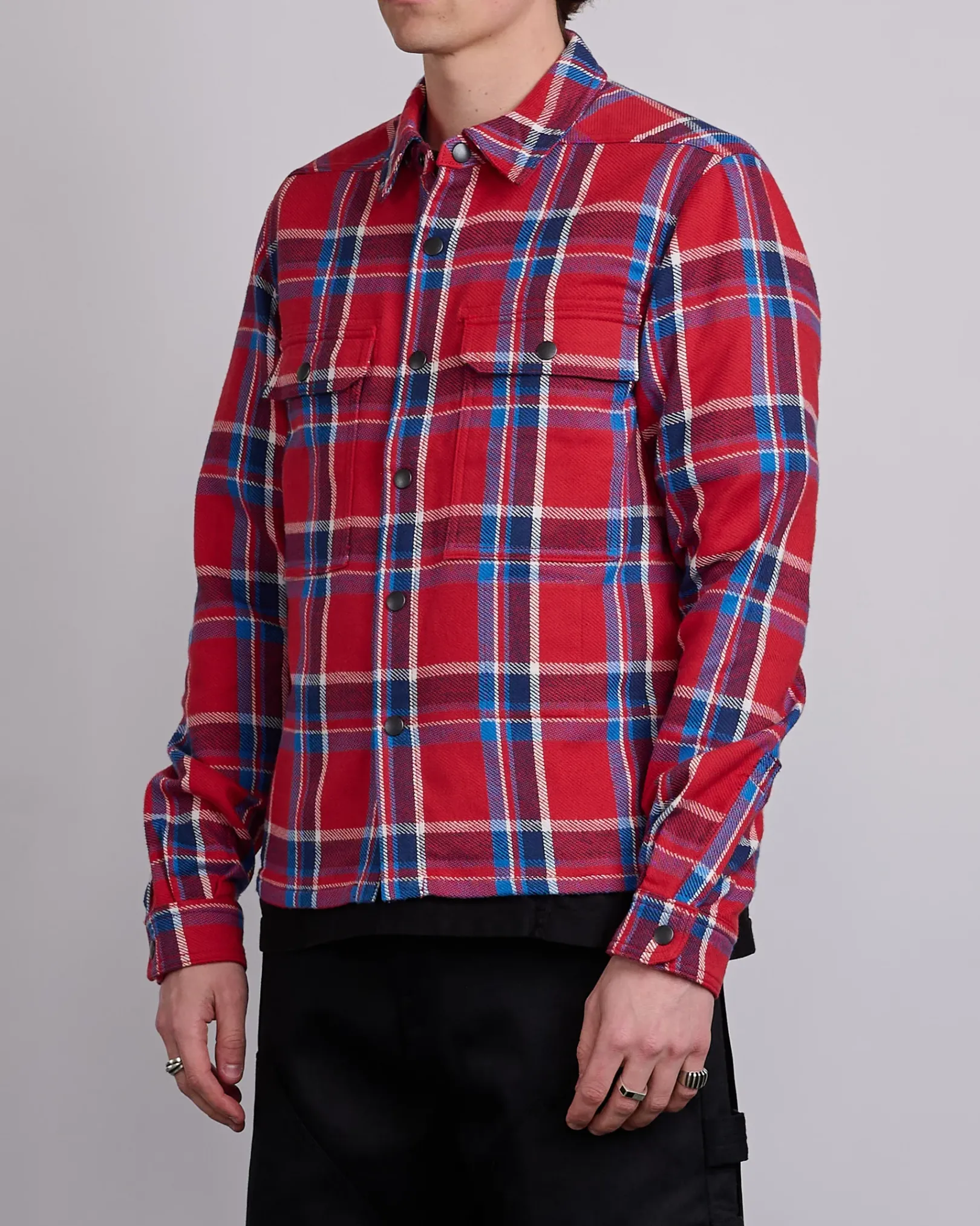 Online DRKSHDW Rick Owens MIJ Crop Outershirt Brushed Red Plaid