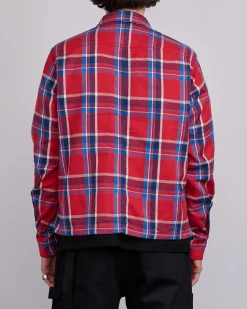 Online DRKSHDW Rick Owens MIJ Crop Outershirt Brushed Red Plaid