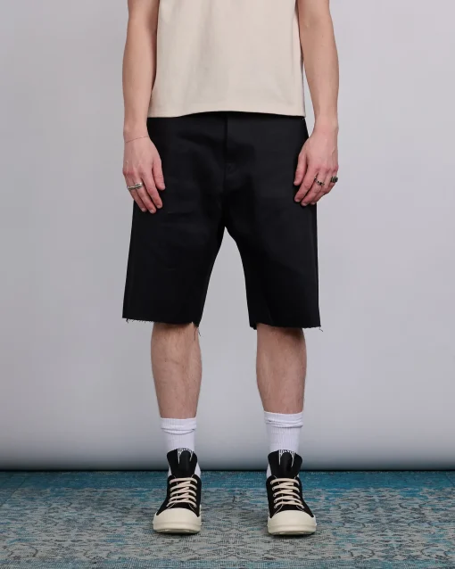 Outlet DRKSHDW Rick Owens MIJ Geth Cutoffs Short 12oz Denim Black