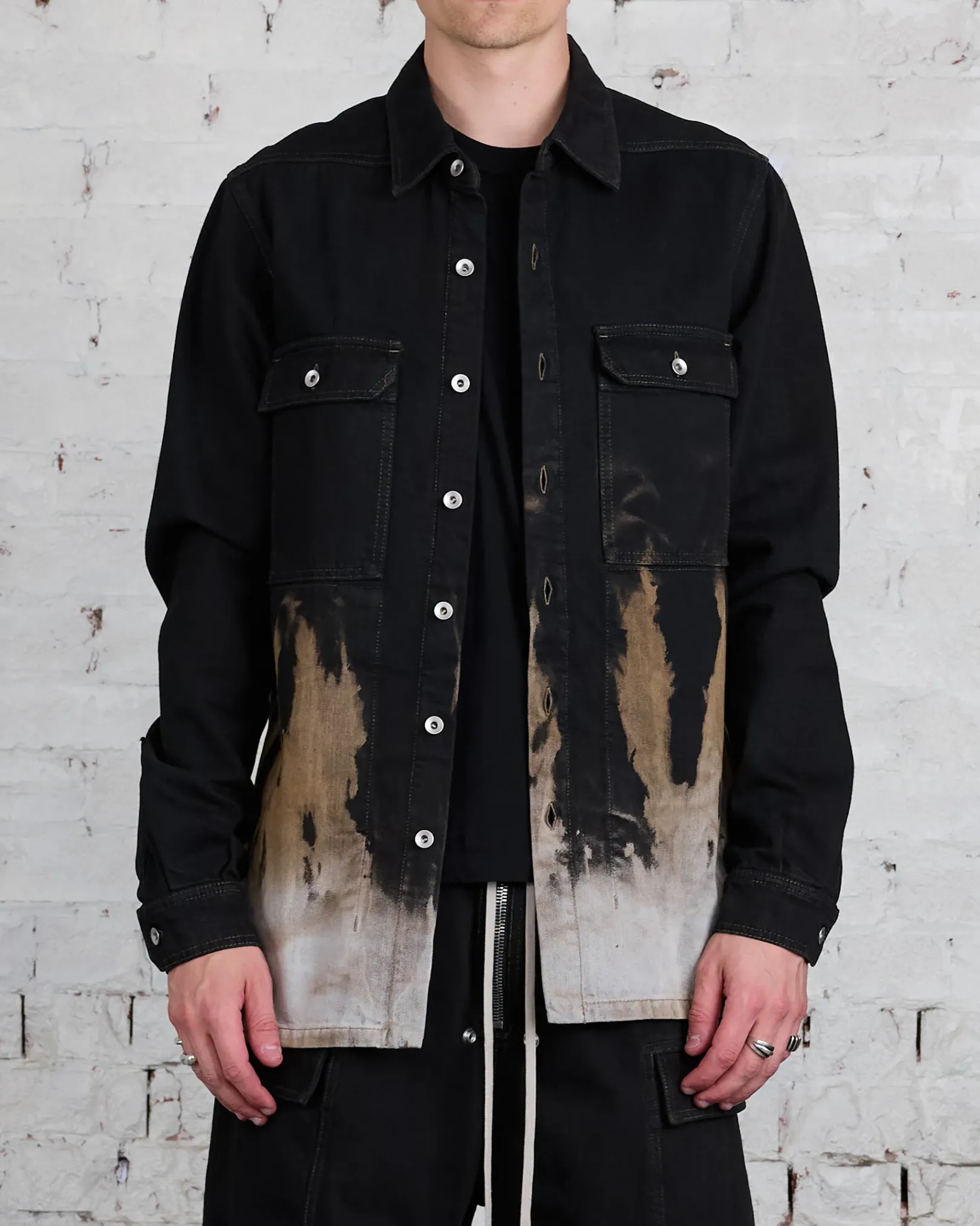 Clearance DRKSHDW Rick Owens Outershirt 13oz Sun Denim Black/Terra