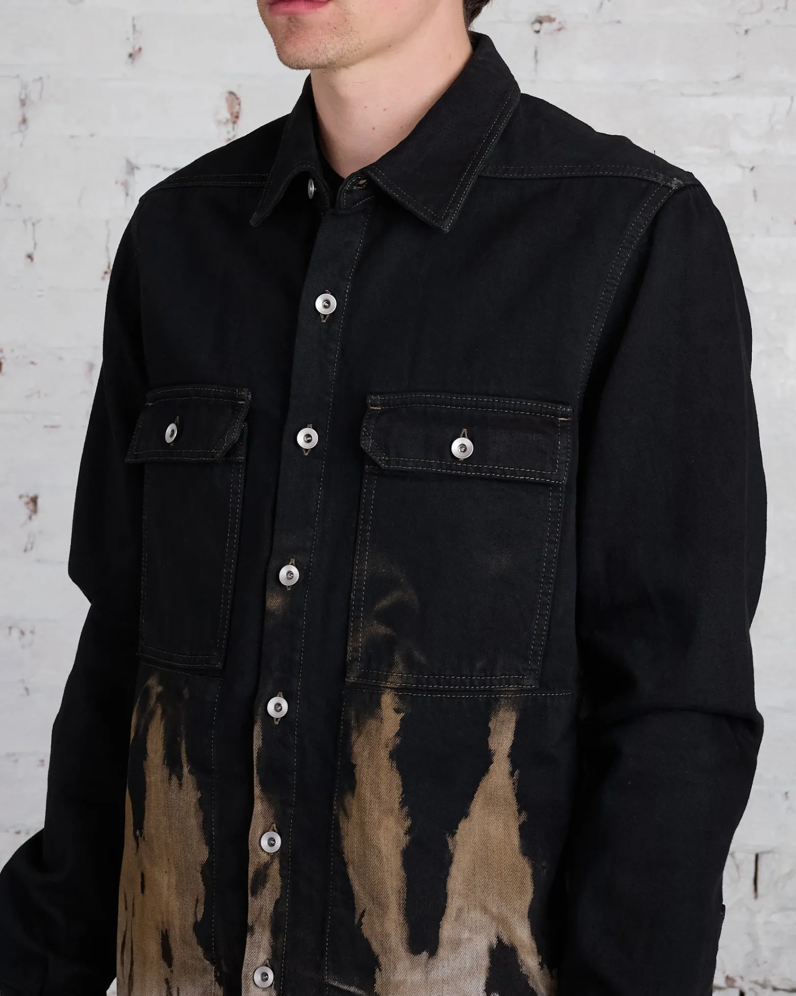 Clearance DRKSHDW Rick Owens Outershirt 13oz Sun Denim Black/Terra