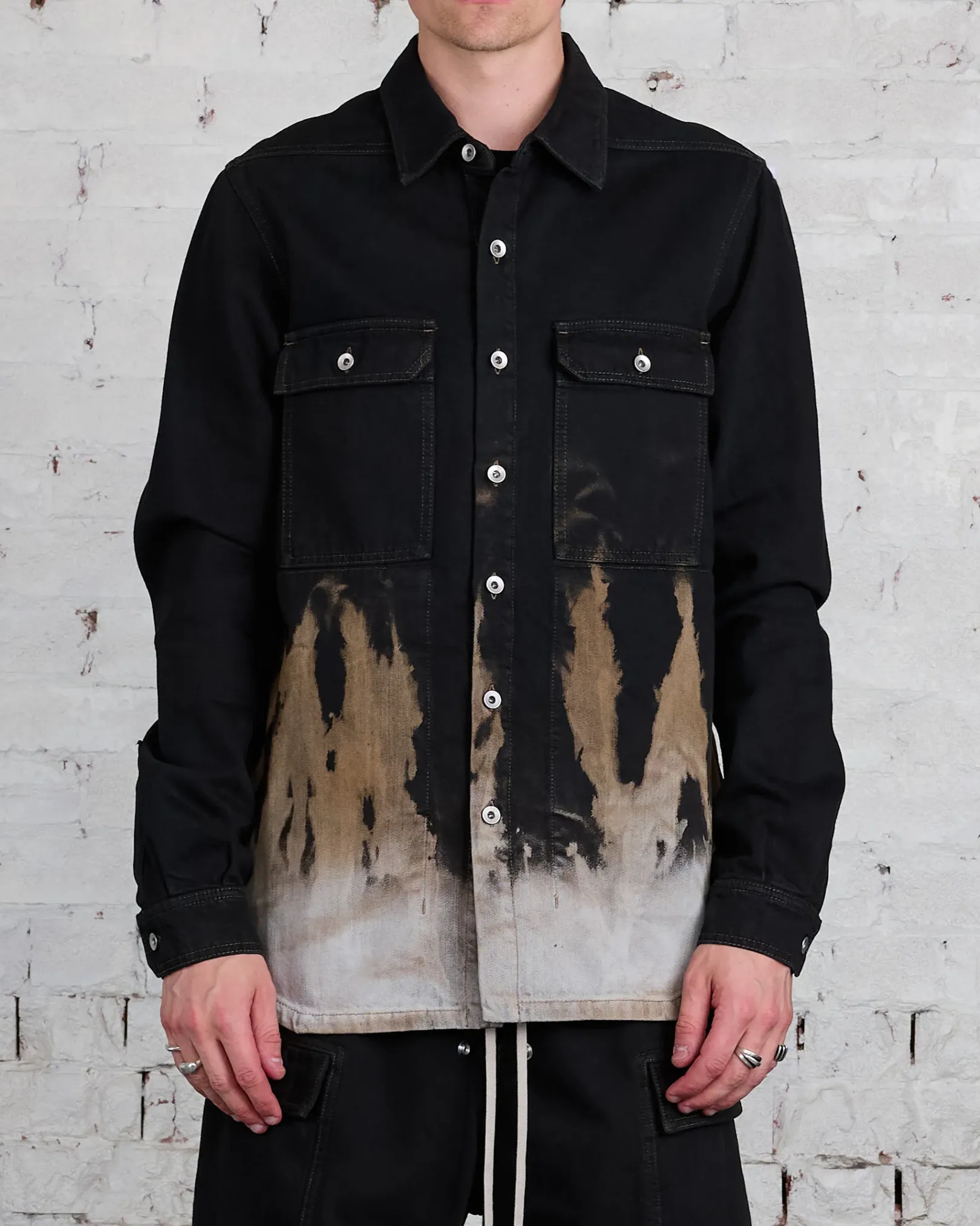 Clearance DRKSHDW Rick Owens Outershirt 13oz Sun Denim Black/Terra