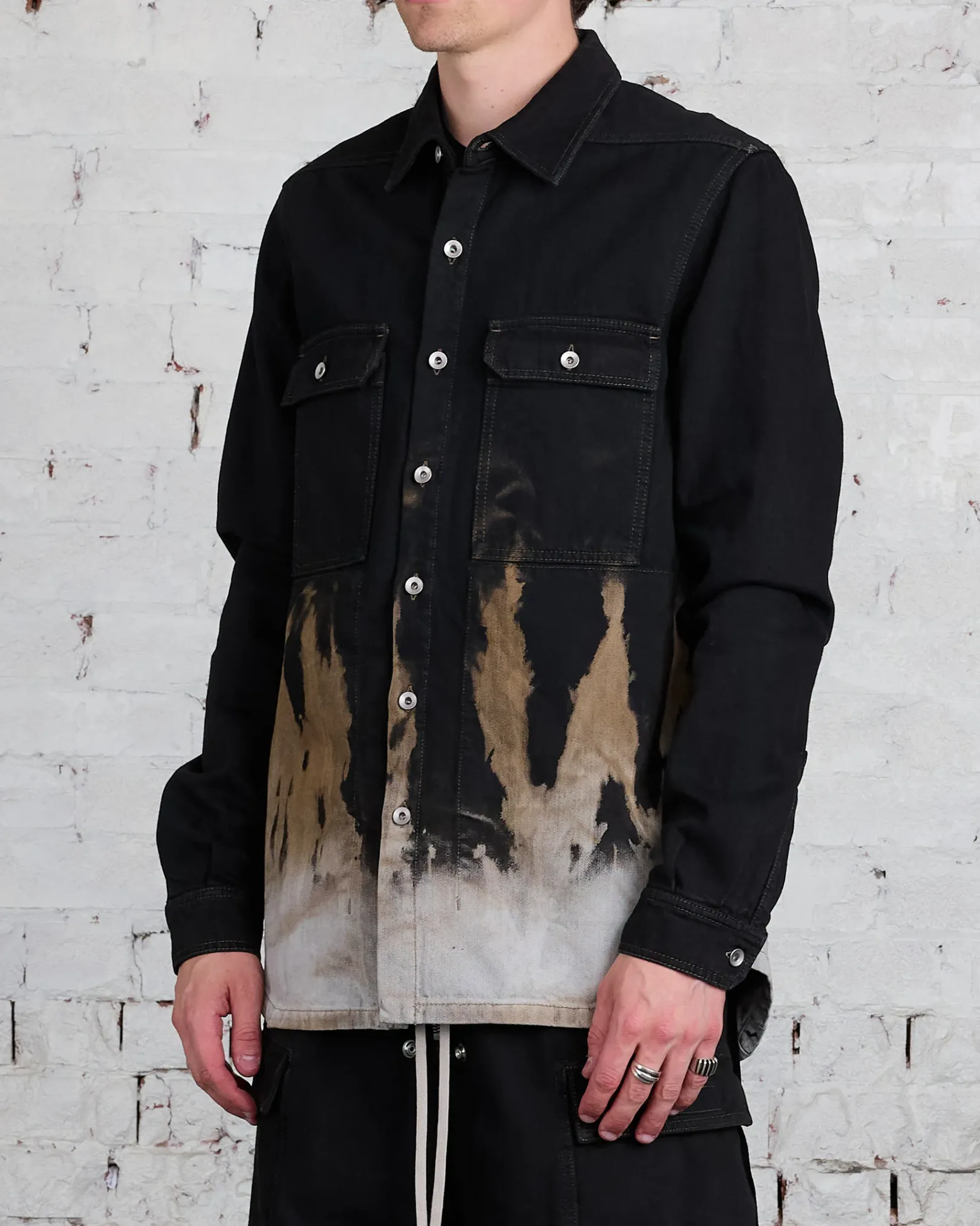 Clearance DRKSHDW Rick Owens Outershirt 13oz Sun Denim Black/Terra