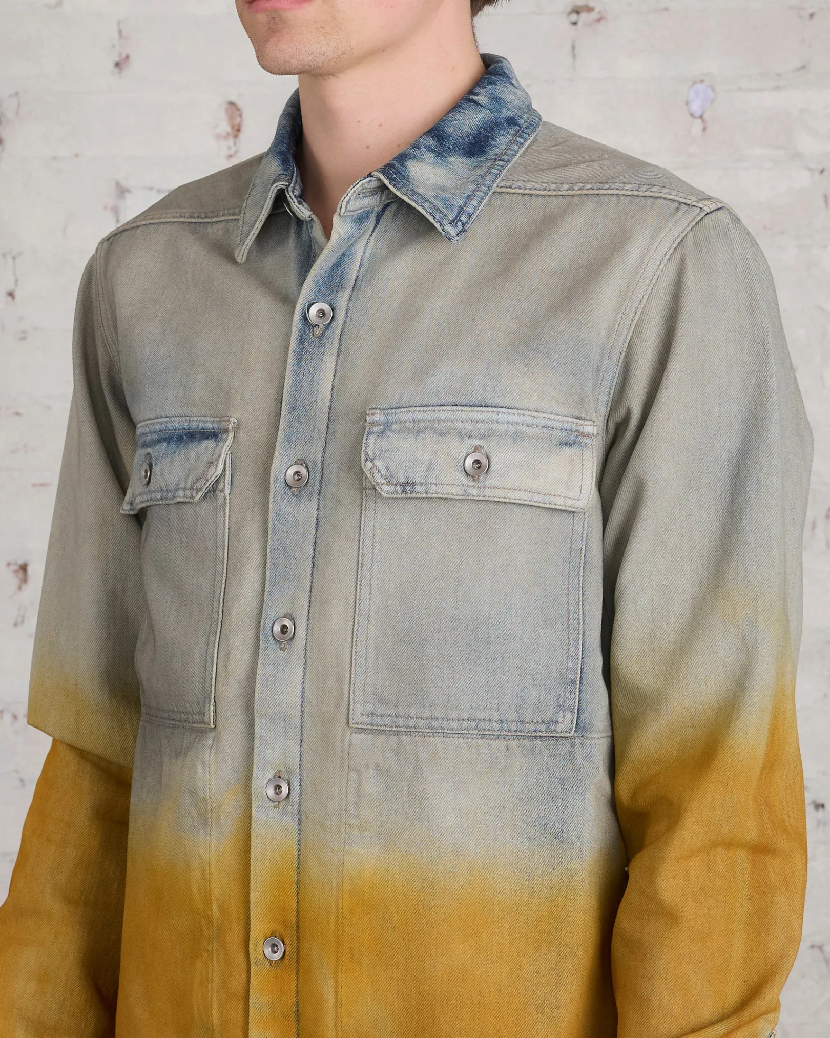 Online DRKSHDW Rick Owens Outershirt 13oz Denim Sky/Orange Degrade