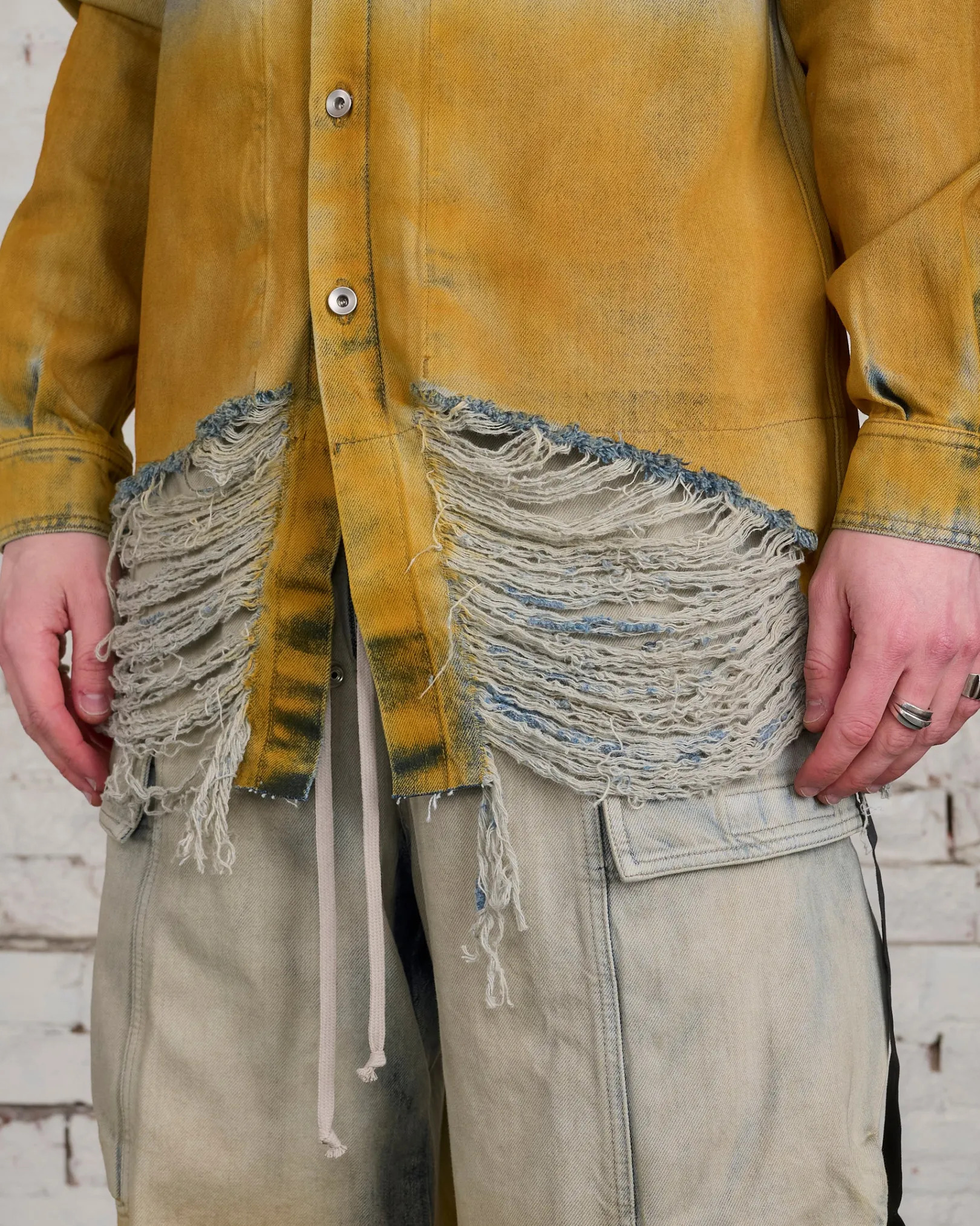 Online DRKSHDW Rick Owens Outershirt 13oz Denim Sky/Orange Degrade