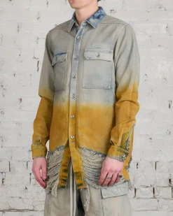 Online DRKSHDW Rick Owens Outershirt 13oz Denim Sky/Orange Degrade