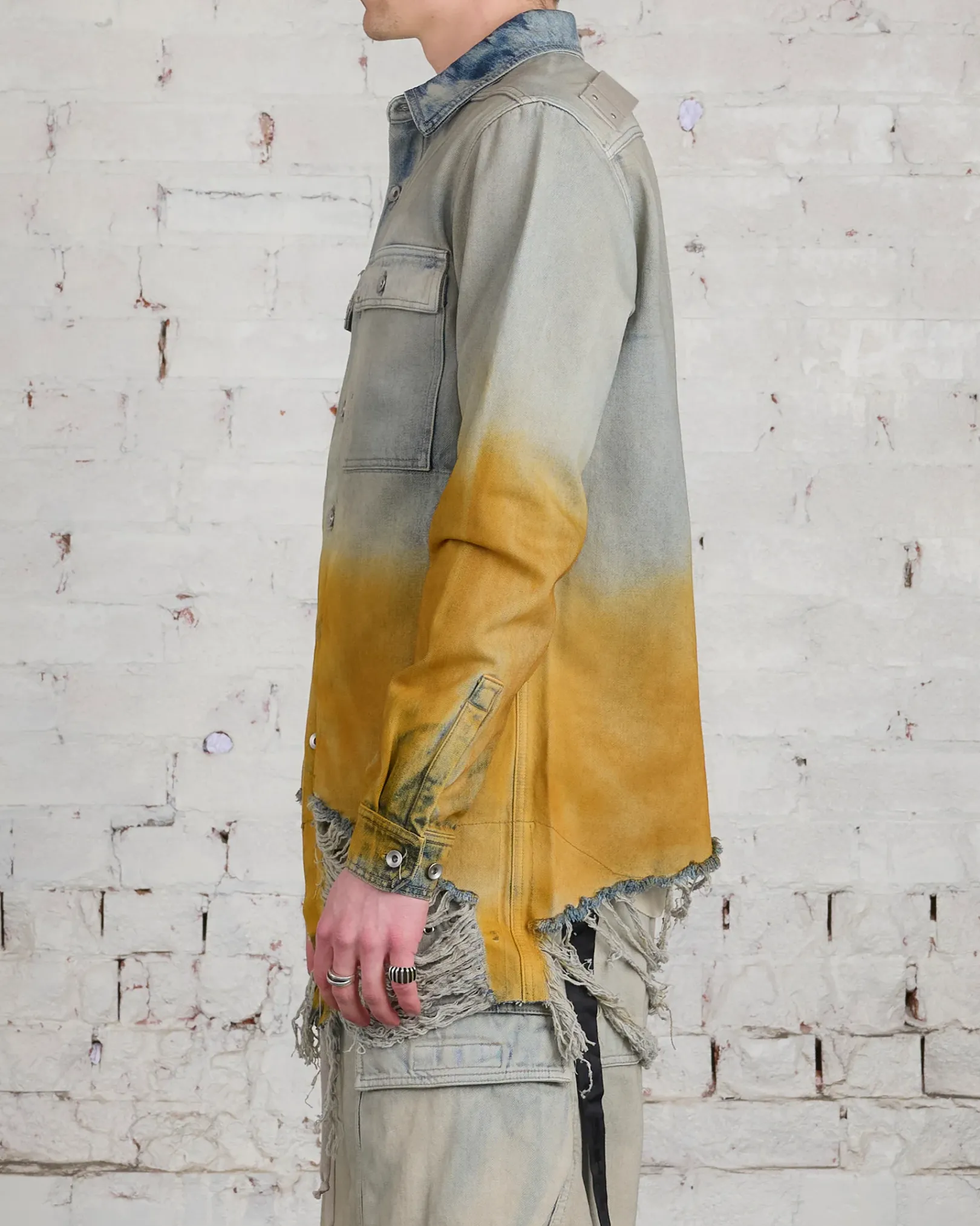 Online DRKSHDW Rick Owens Outershirt 13oz Denim Sky/Orange Degrade