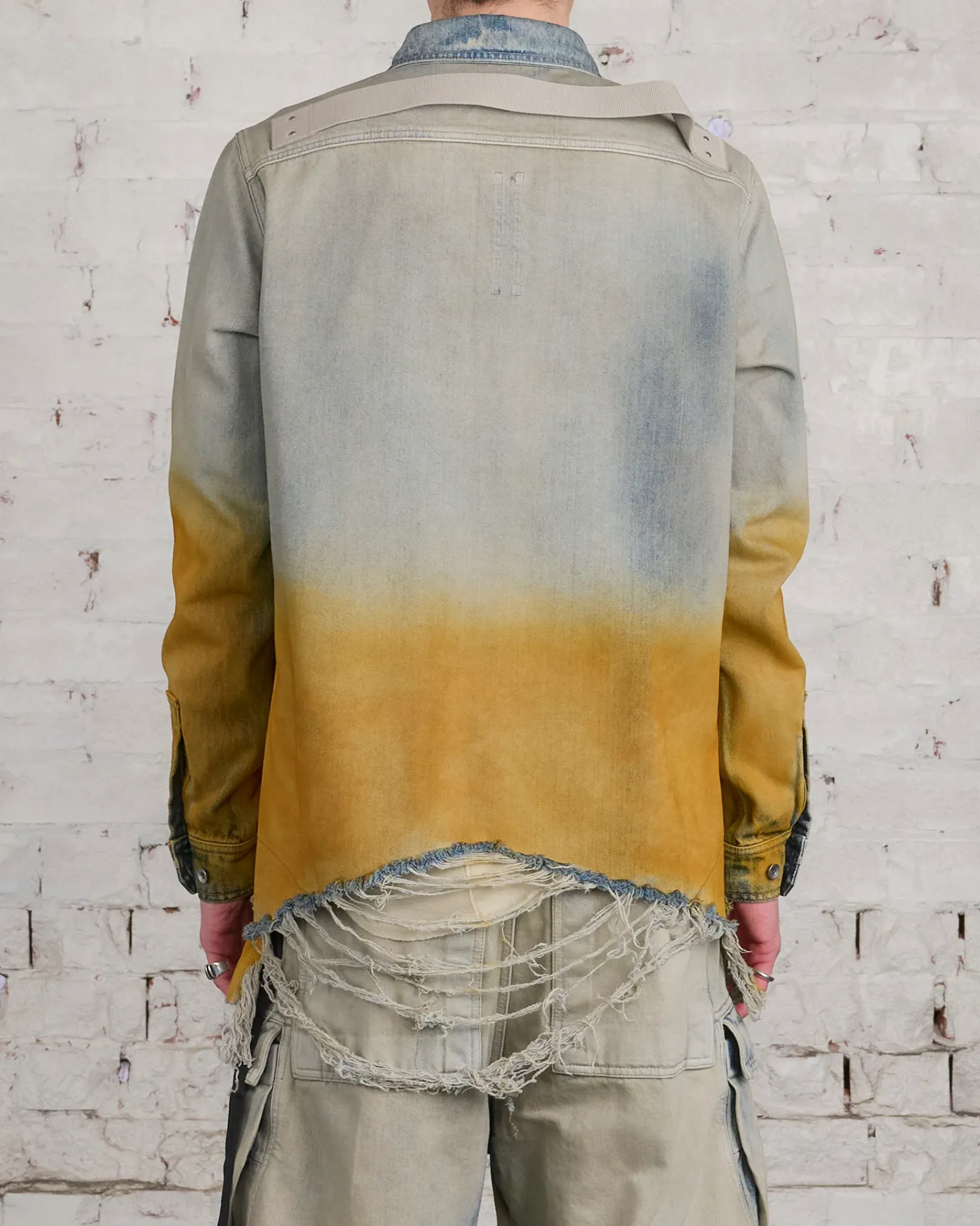 Online DRKSHDW Rick Owens Outershirt 13oz Denim Sky/Orange Degrade