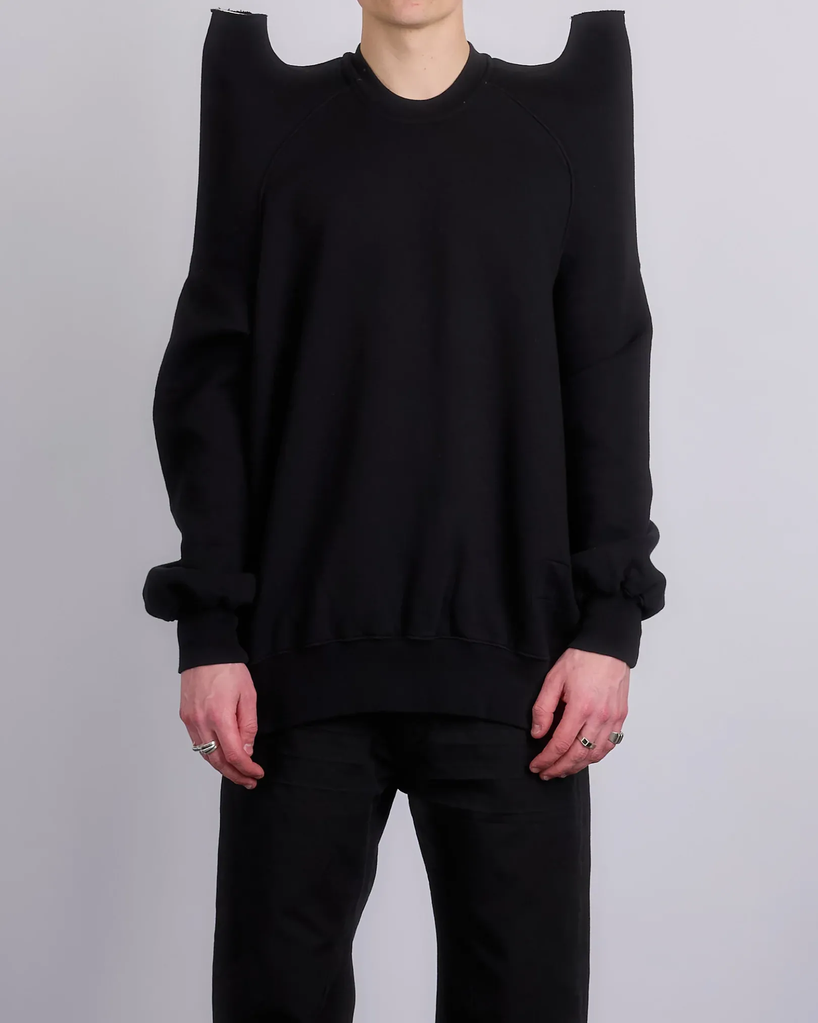 New DRKSHDW Rick Owens Tecsweat Crew Felpa Fleece Black
