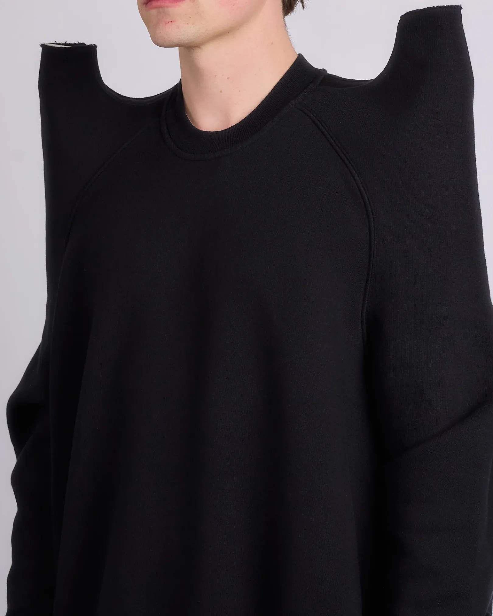 New DRKSHDW Rick Owens Tecsweat Crew Felpa Fleece Black