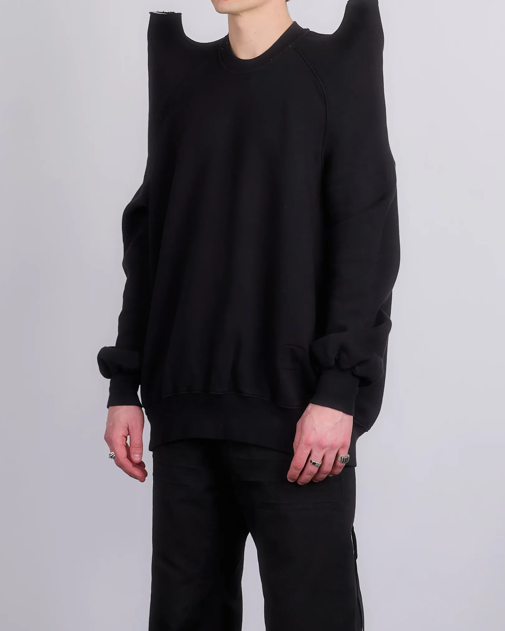 New DRKSHDW Rick Owens Tecsweat Crew Felpa Fleece Black