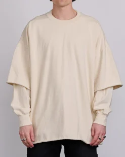 New DRKSHDW Rick Owens Tommy Hustler Sweat Crew Natural