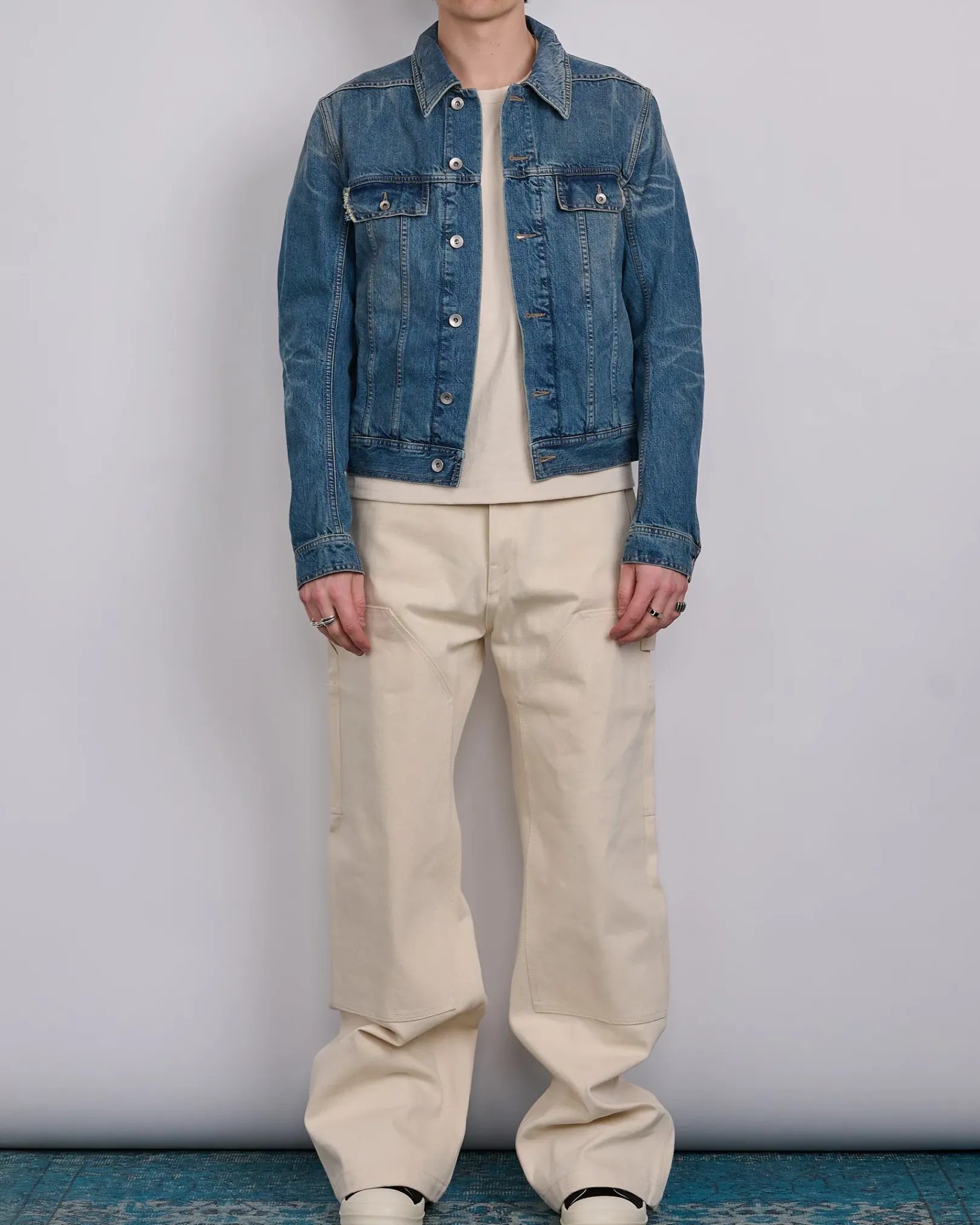 Outlet DRKSHDW Rick Owens Trucker Jacket 13oz Denim Washed Indigo