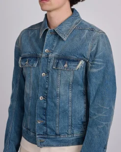 Outlet DRKSHDW Rick Owens Trucker Jacket 13oz Denim Washed Indigo