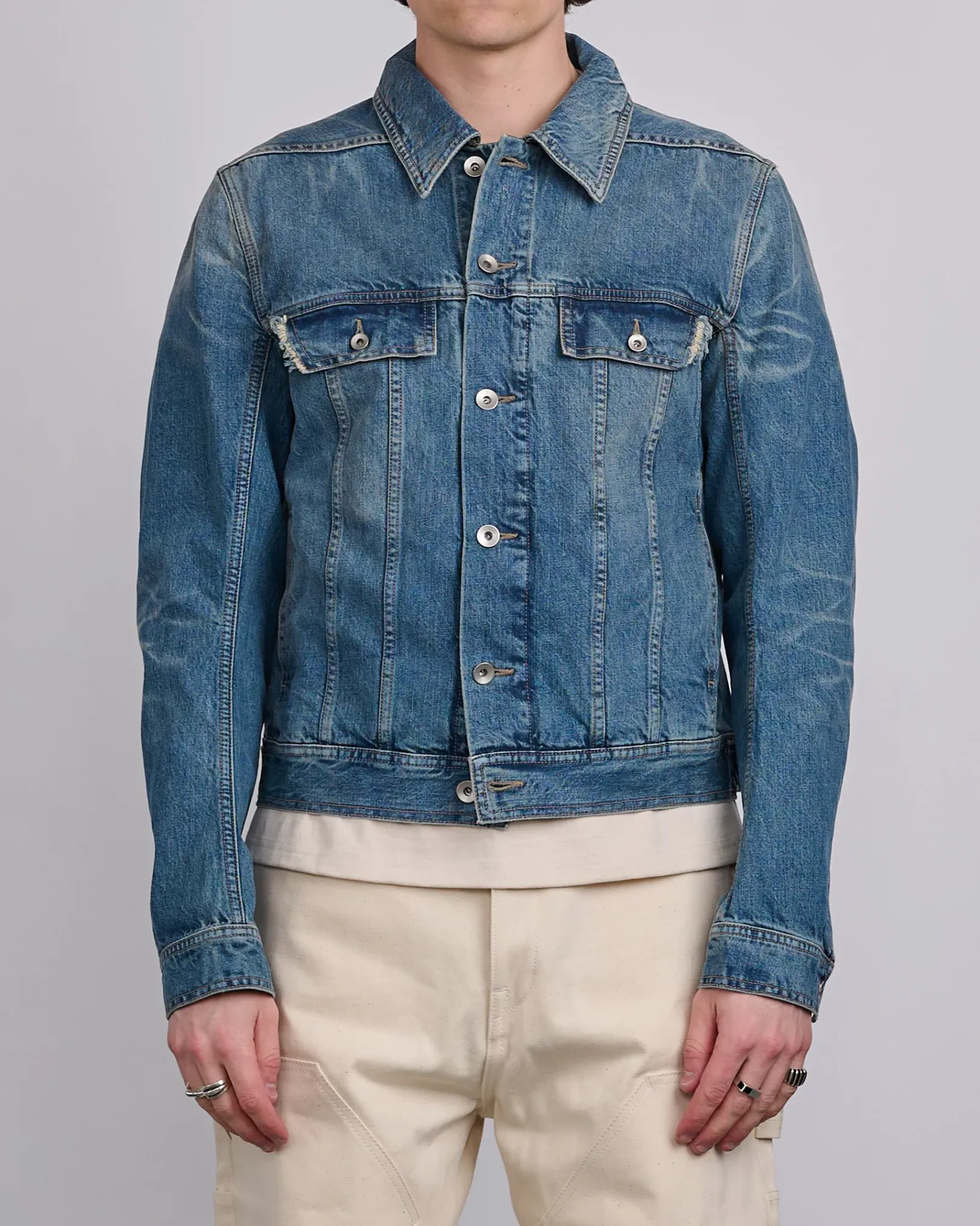 Outlet DRKSHDW Rick Owens Trucker Jacket 13oz Denim Washed Indigo