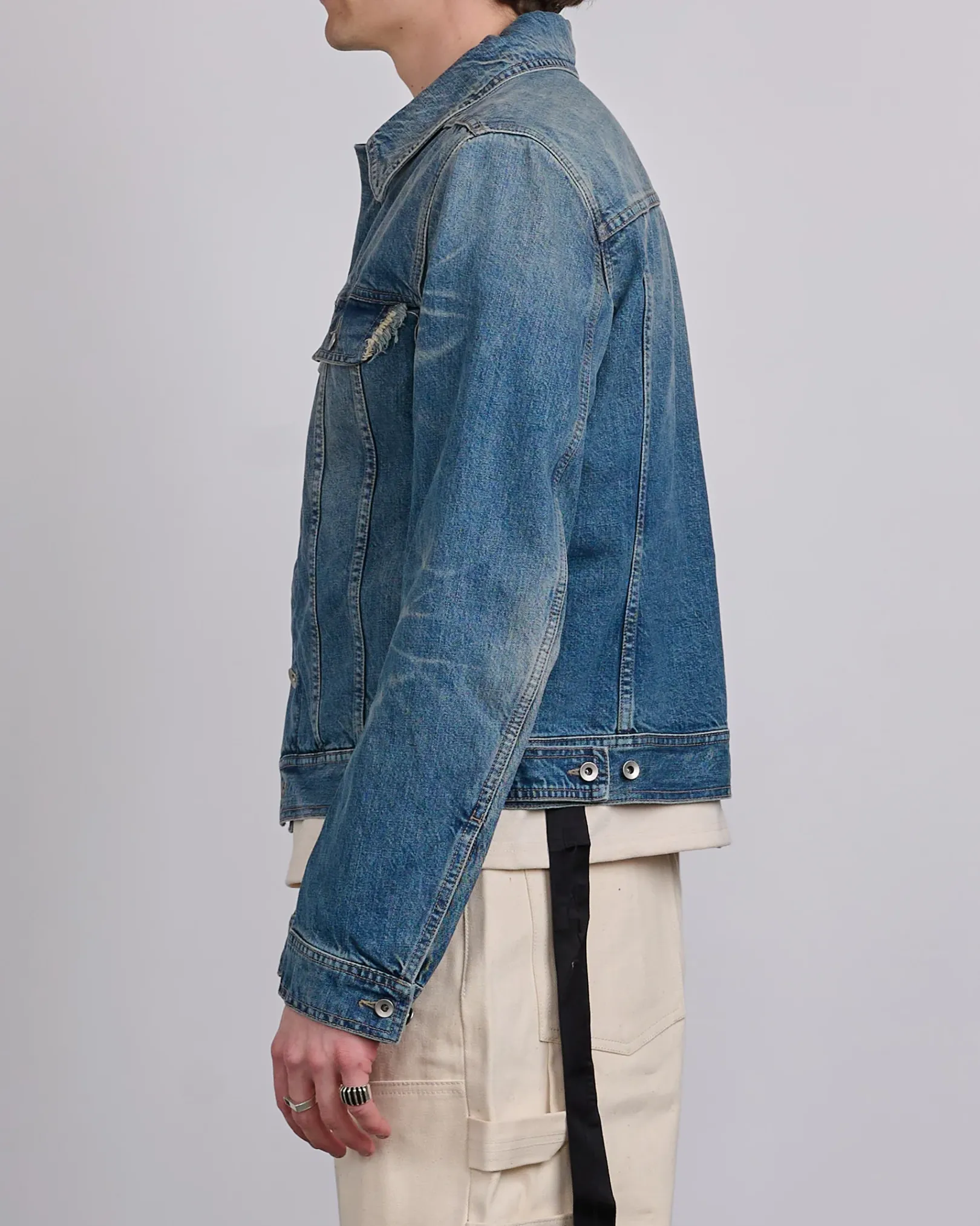 Outlet DRKSHDW Rick Owens Trucker Jacket 13oz Denim Washed Indigo