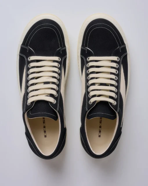 Online DRKSHDW Rick Owens Vintage Sneaks Cotton Canvas Black Milk Milk