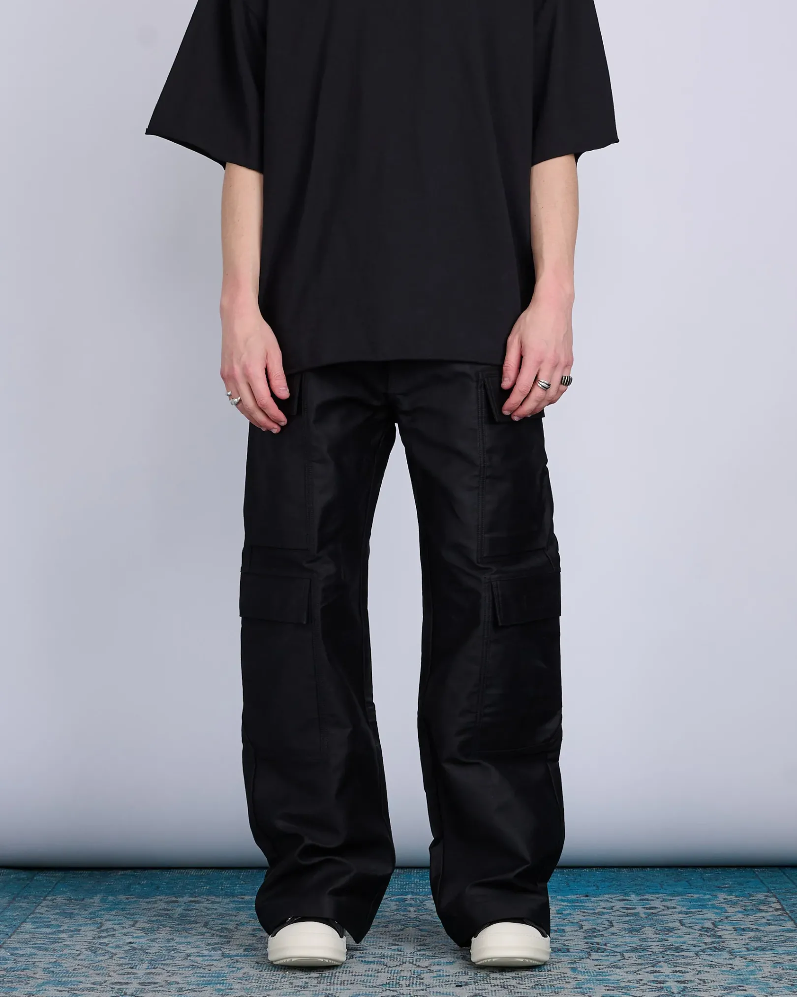 New DRKSHDW Rick Owens x LESS 17 Geth Double Cargo Pant NDK Cotton Doeskin Black