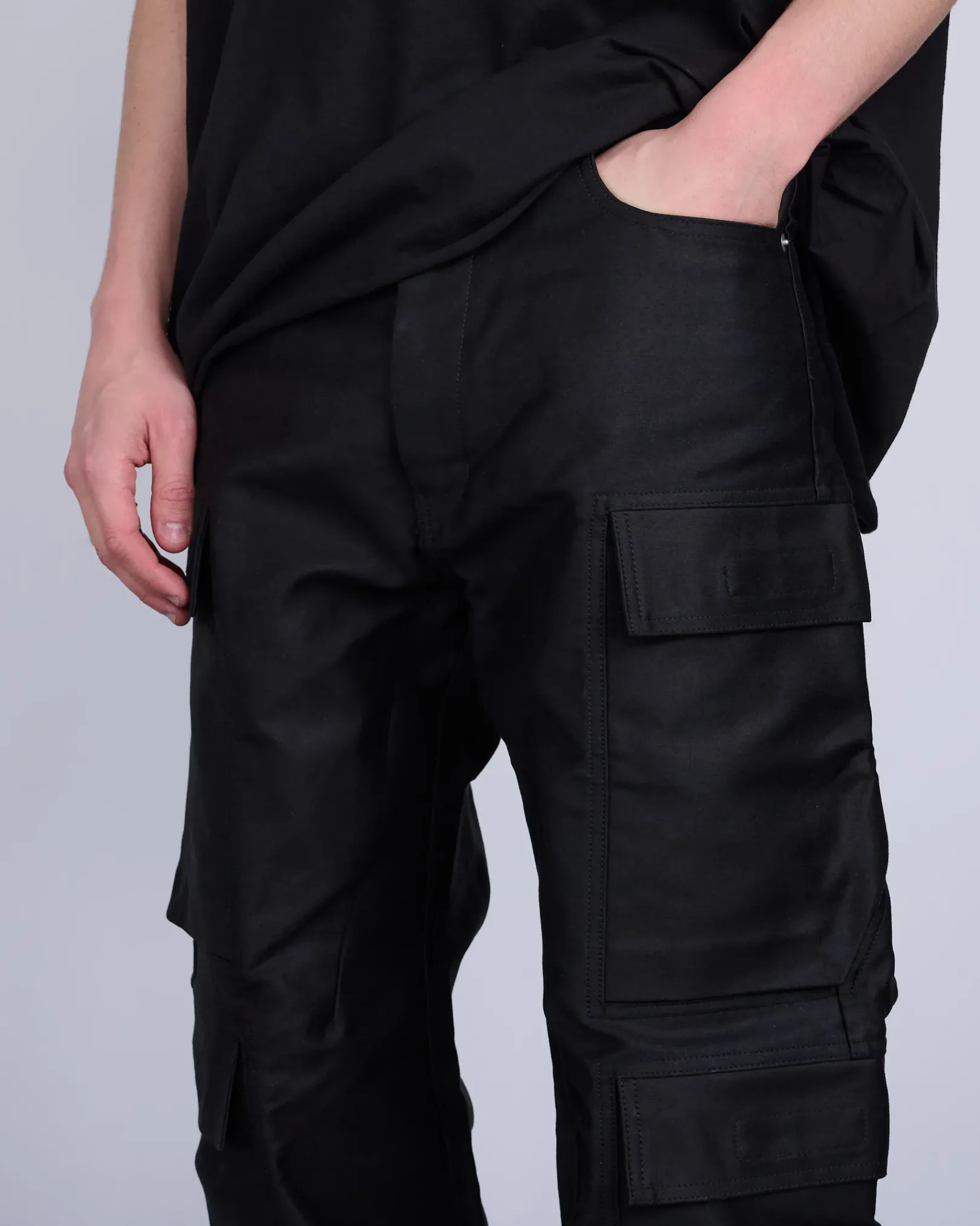 New DRKSHDW Rick Owens x LESS 17 Geth Double Cargo Pant NDK Cotton Doeskin Black