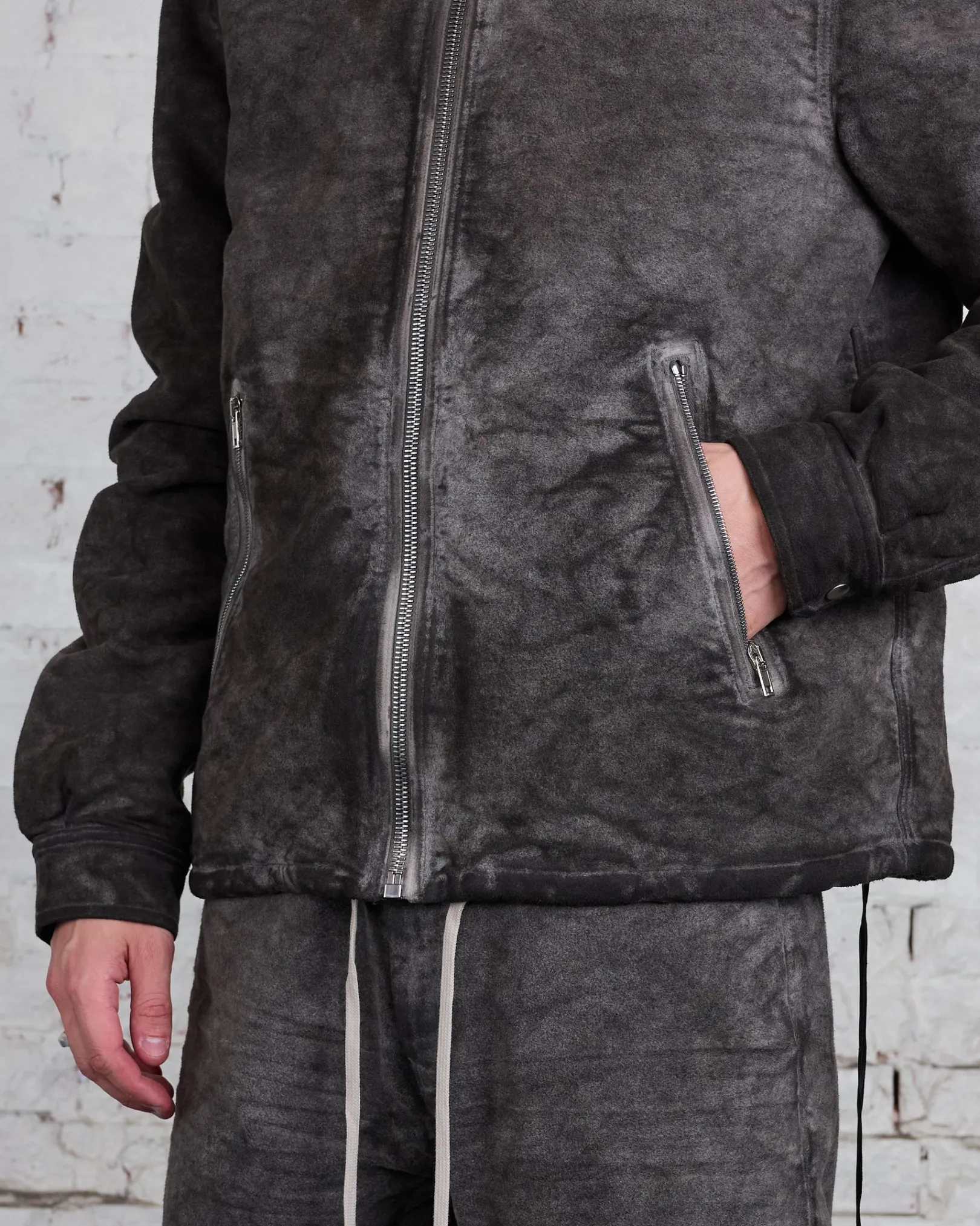 Clearance DRKSHDW Rick Owens Zipfront Jacket Cotton Moleskin Dust