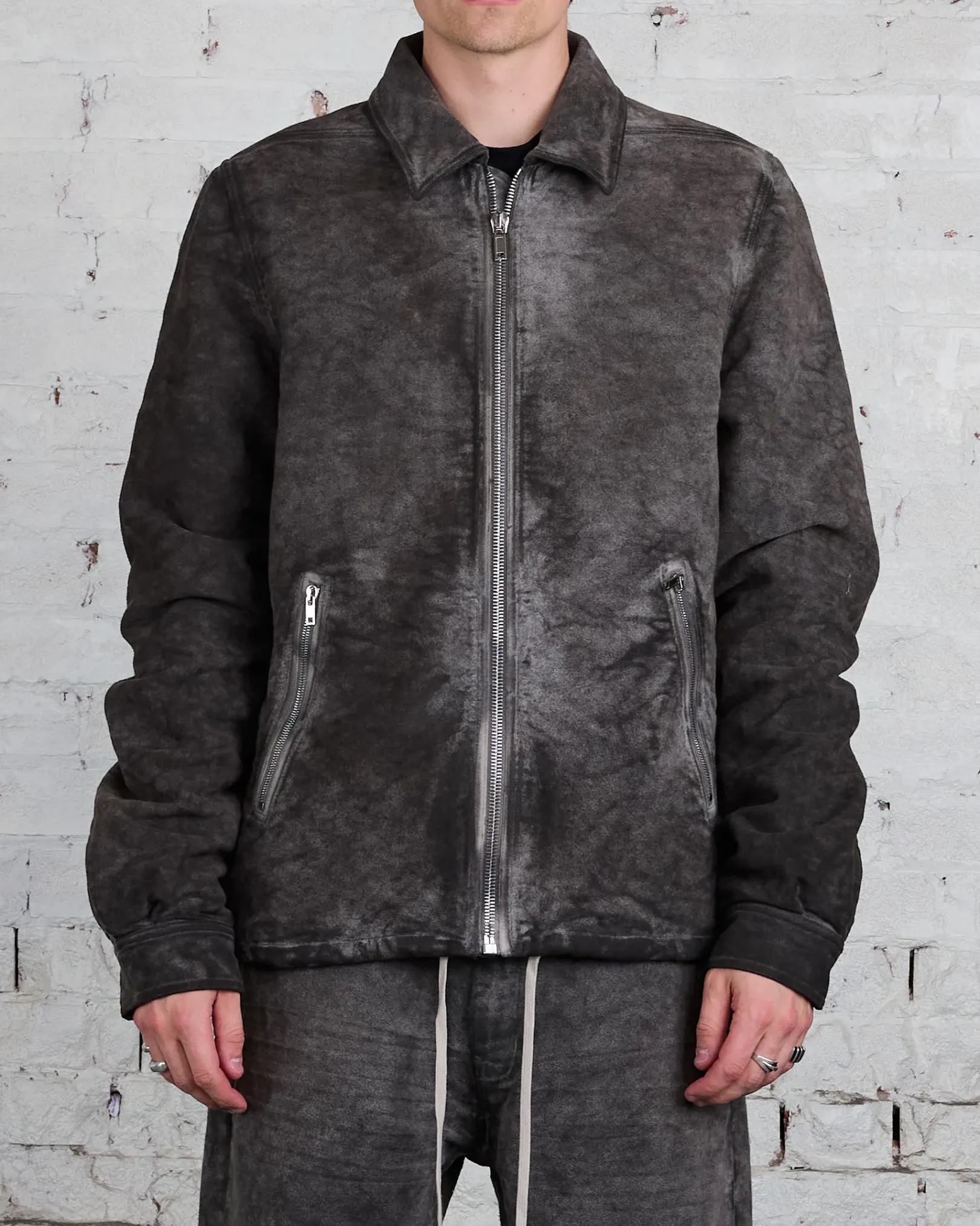Clearance DRKSHDW Rick Owens Zipfront Jacket Cotton Moleskin Dust