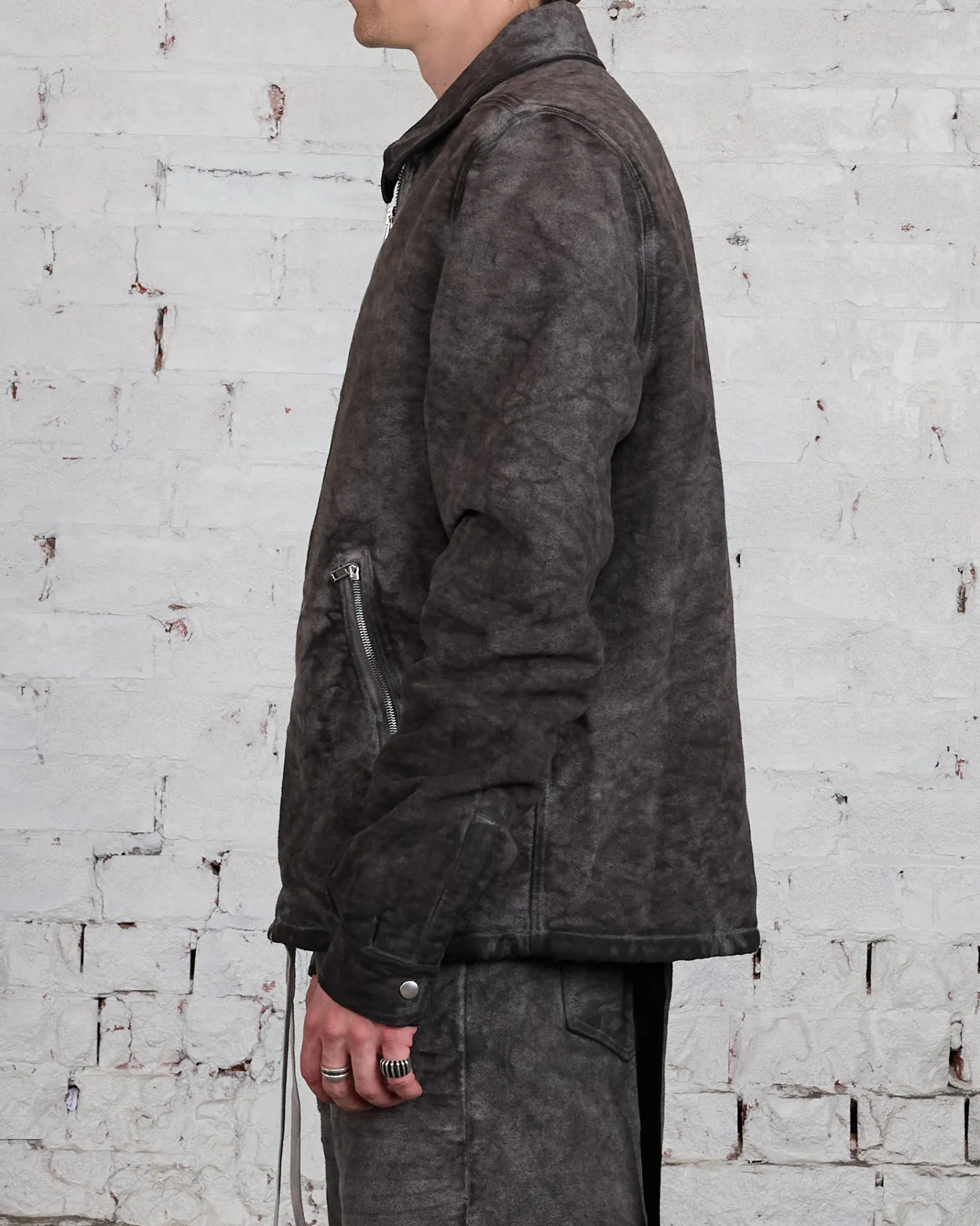 Clearance DRKSHDW Rick Owens Zipfront Jacket Cotton Moleskin Dust