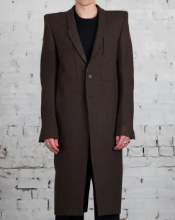 Best Rick Owens Fogpocket Neue Coat Loden Felt Wool Brown