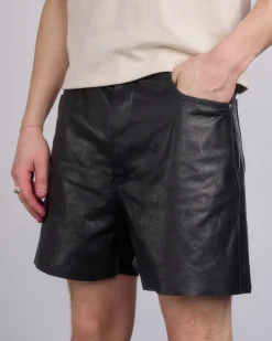 Fashion Rick Owens Geth Cutoff Short Sugar Leather Black