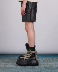 Fashion Rick Owens Geth Cutoff Short Sugar Leather Black