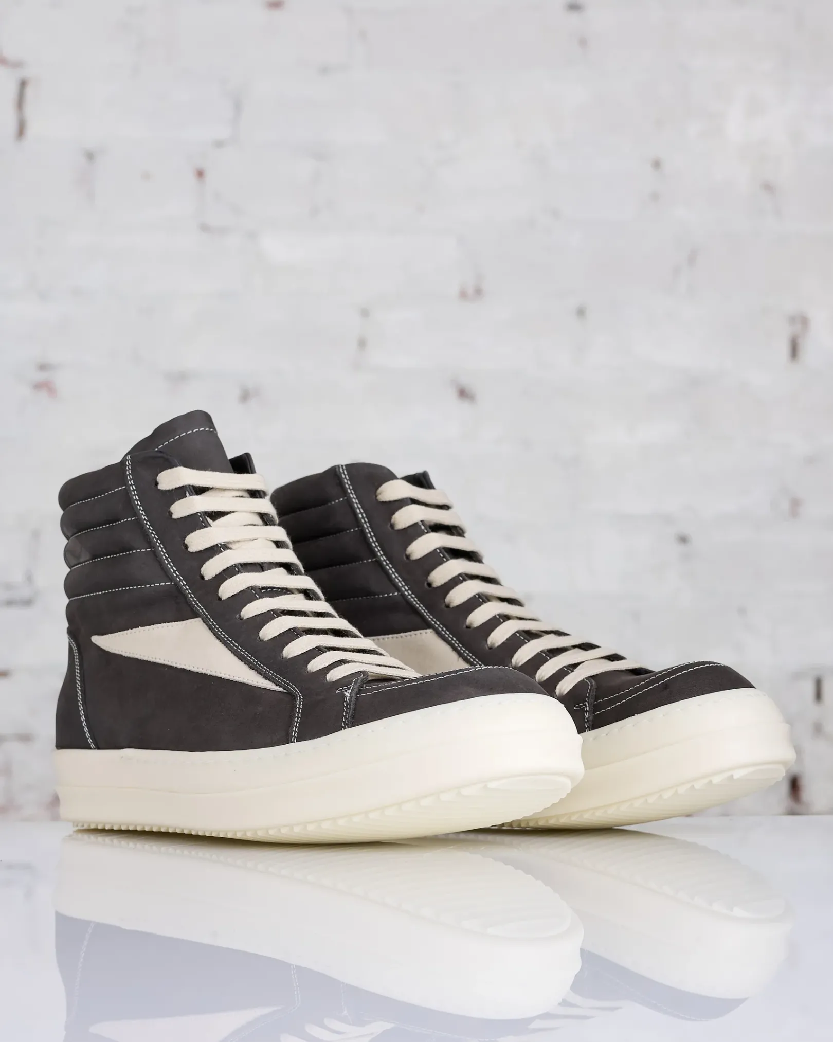 Outlet Rick Owens High Vintage Sneaks LWN Nubuck Dark Dust/Milk