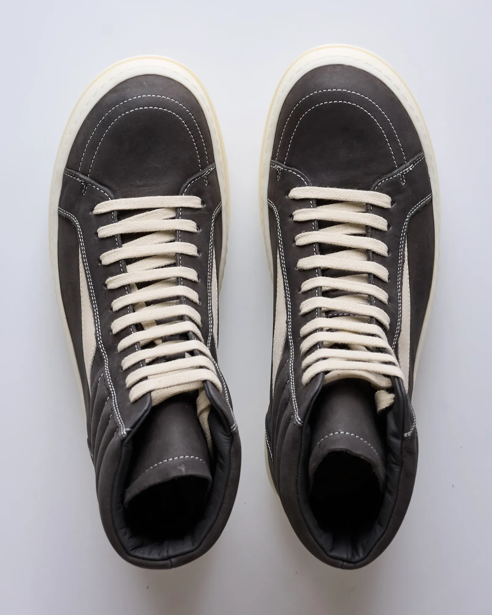 Outlet Rick Owens High Vintage Sneaks LWN Nubuck Dark Dust/Milk