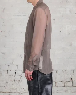 New Rick Owens Larry Fogpocket Shirt Silk Chiffon Dust