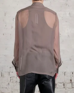 New Rick Owens Larry Fogpocket Shirt Silk Chiffon Dust
