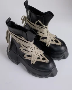 Clearance Rick Owens Mega Laced Megatractor Boot Black Pearl