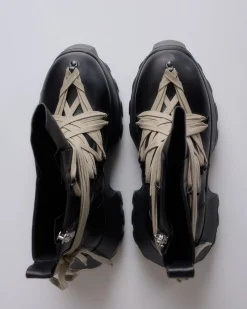 Clearance Rick Owens Mega Laced Megatractor Boot Black Pearl