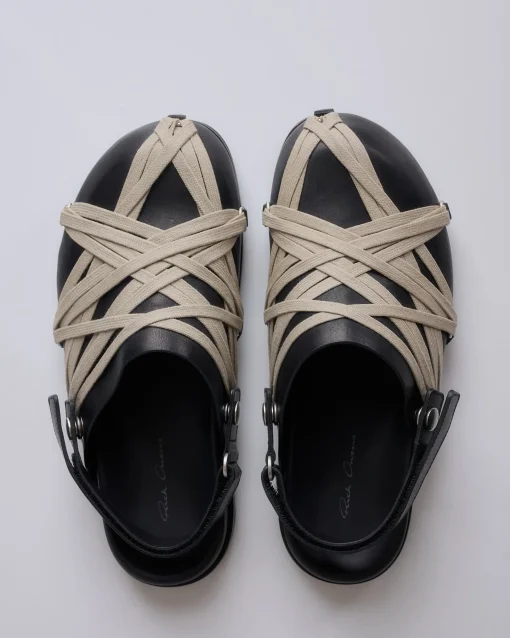 Fashion Rick Owens Megalaced Mule Granola Sandal Black Pearl