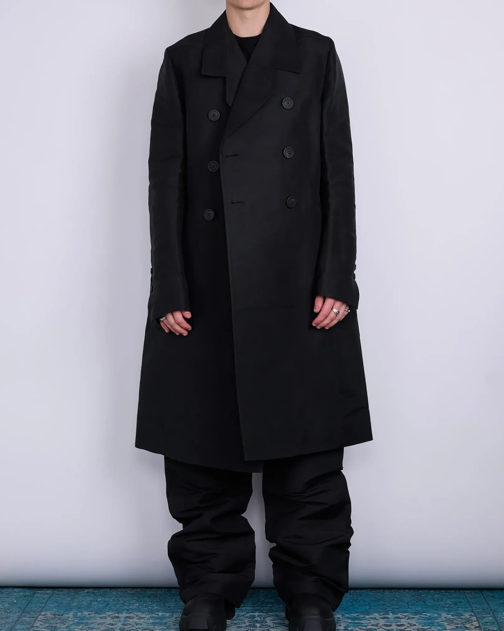 Online Rick Owens Officer Coat Heavy Faille Black