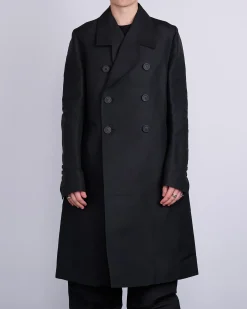 Online Rick Owens Officer Coat Heavy Faille Black