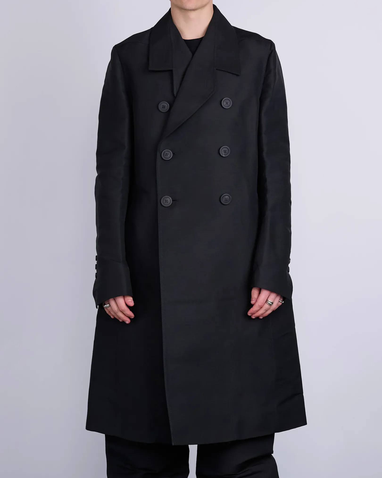 Online Rick Owens Officer Coat Heavy Faille Black
