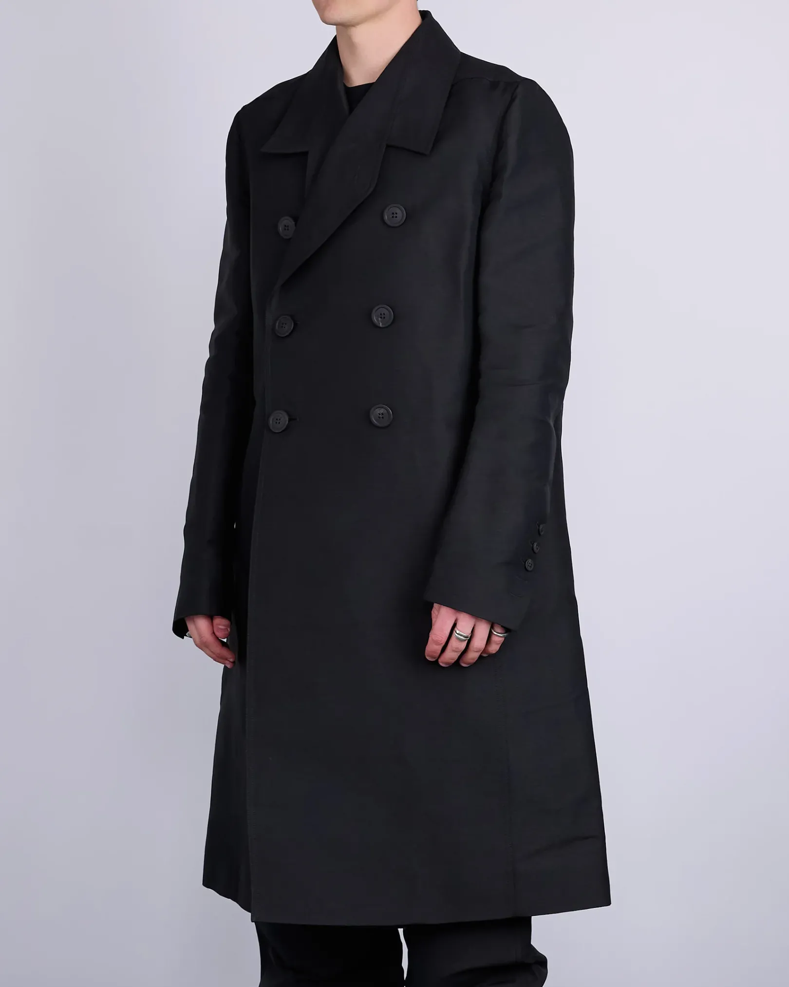 Online Rick Owens Officer Coat Heavy Faille Black