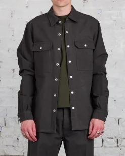 Sale Rick Owens Outershirt Brushed Heavy Twill Dark Dust