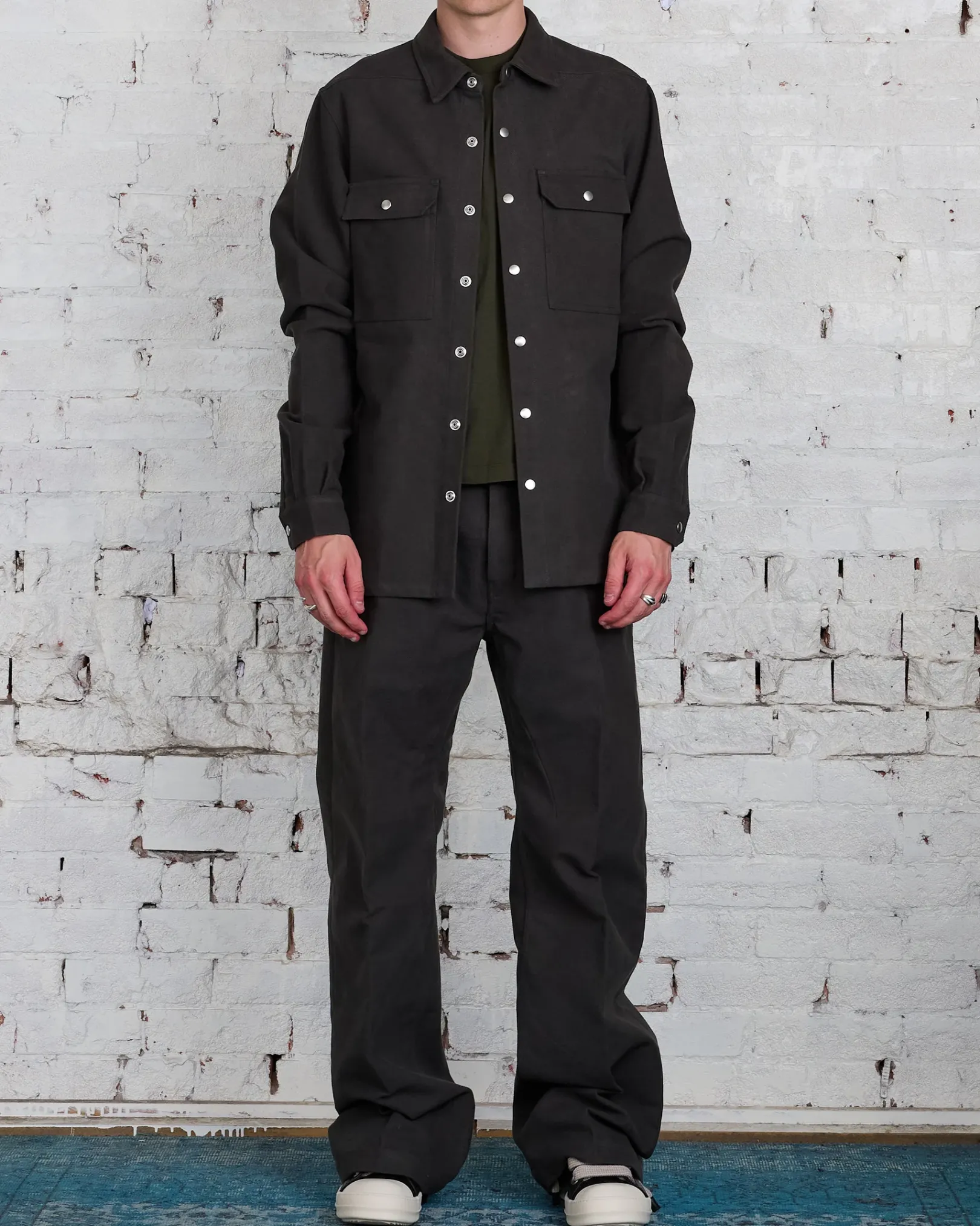 Sale Rick Owens Outershirt Brushed Heavy Twill Dark Dust