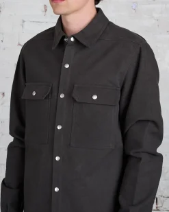 Sale Rick Owens Outershirt Brushed Heavy Twill Dark Dust