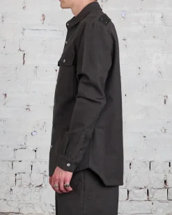 Sale Rick Owens Outershirt Brushed Heavy Twill Dark Dust